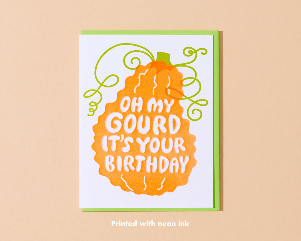 Gourd Birthday Letterpress Greeting Card - fall, halloween- Made in USA