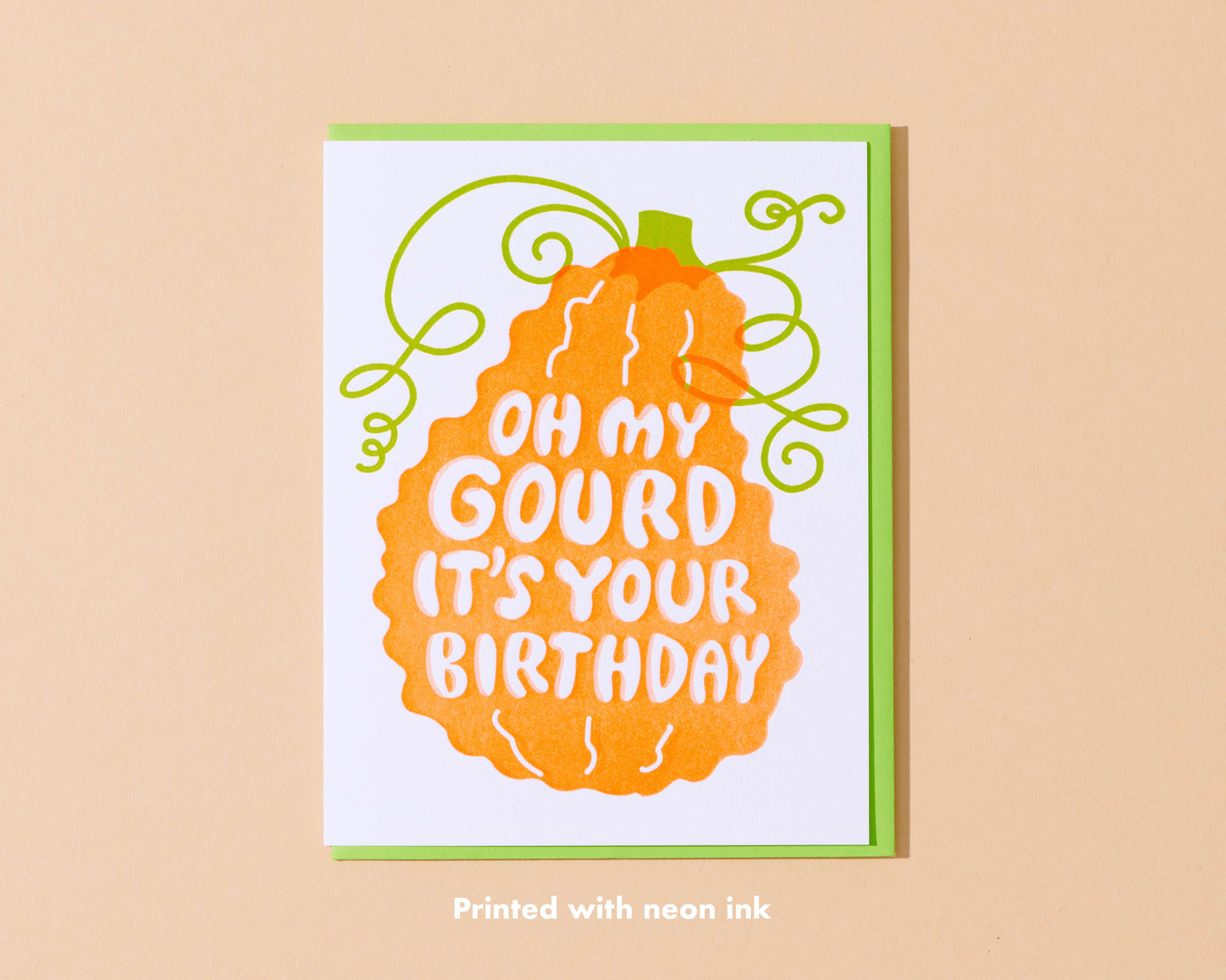 Gourd Birthday Letterpress Greeting Card - fall, halloween- Made in USA