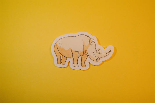 Clear Waterproof Rhino Sticker – 3x1.5" Vinyl Wildlife Decal