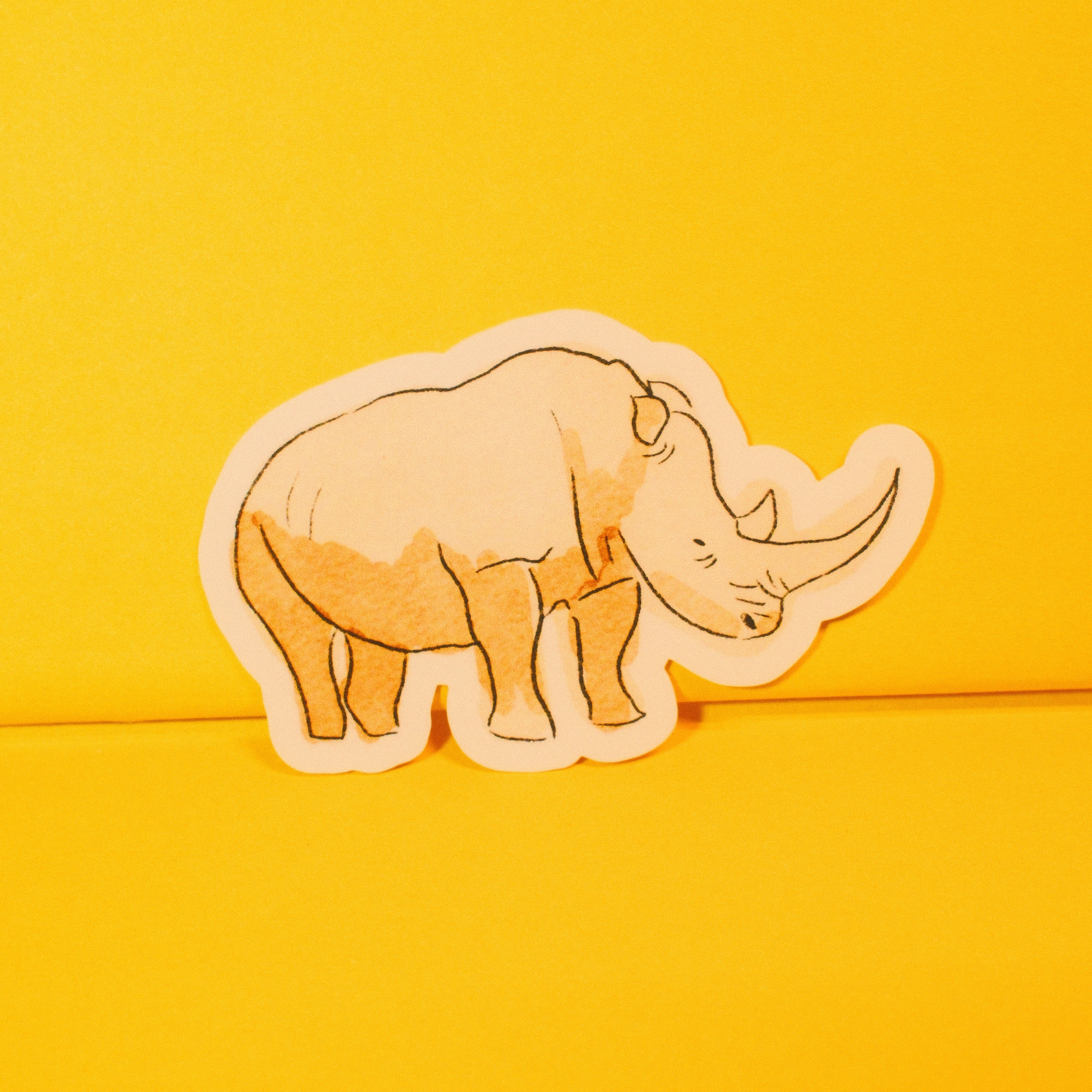 Clear Waterproof Rhino Sticker – 3x1.5" Vinyl Wildlife Decal