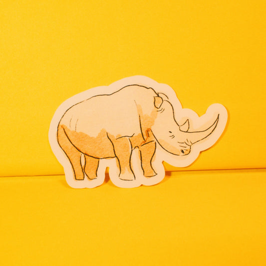 Clear Waterproof Rhino Sticker – 3x1.5" Vinyl Wildlife Decal