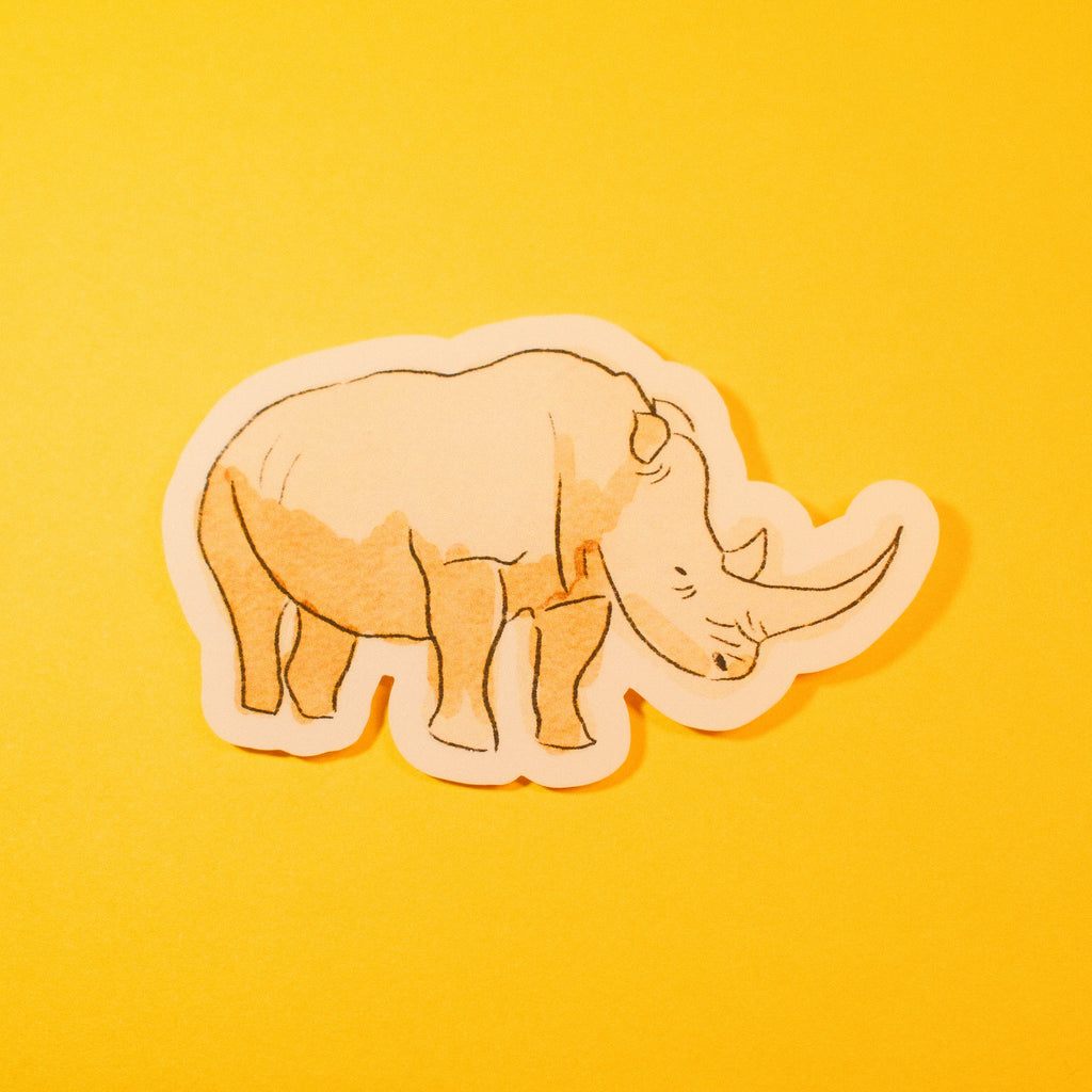Clear Waterproof Rhino Sticker – 3x1.5" Vinyl Wildlife Decal