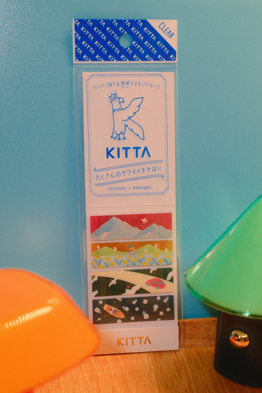 KITTA Clear Washi Tape Landscape – 4 Scenic Designs, PET Decorative Tape
