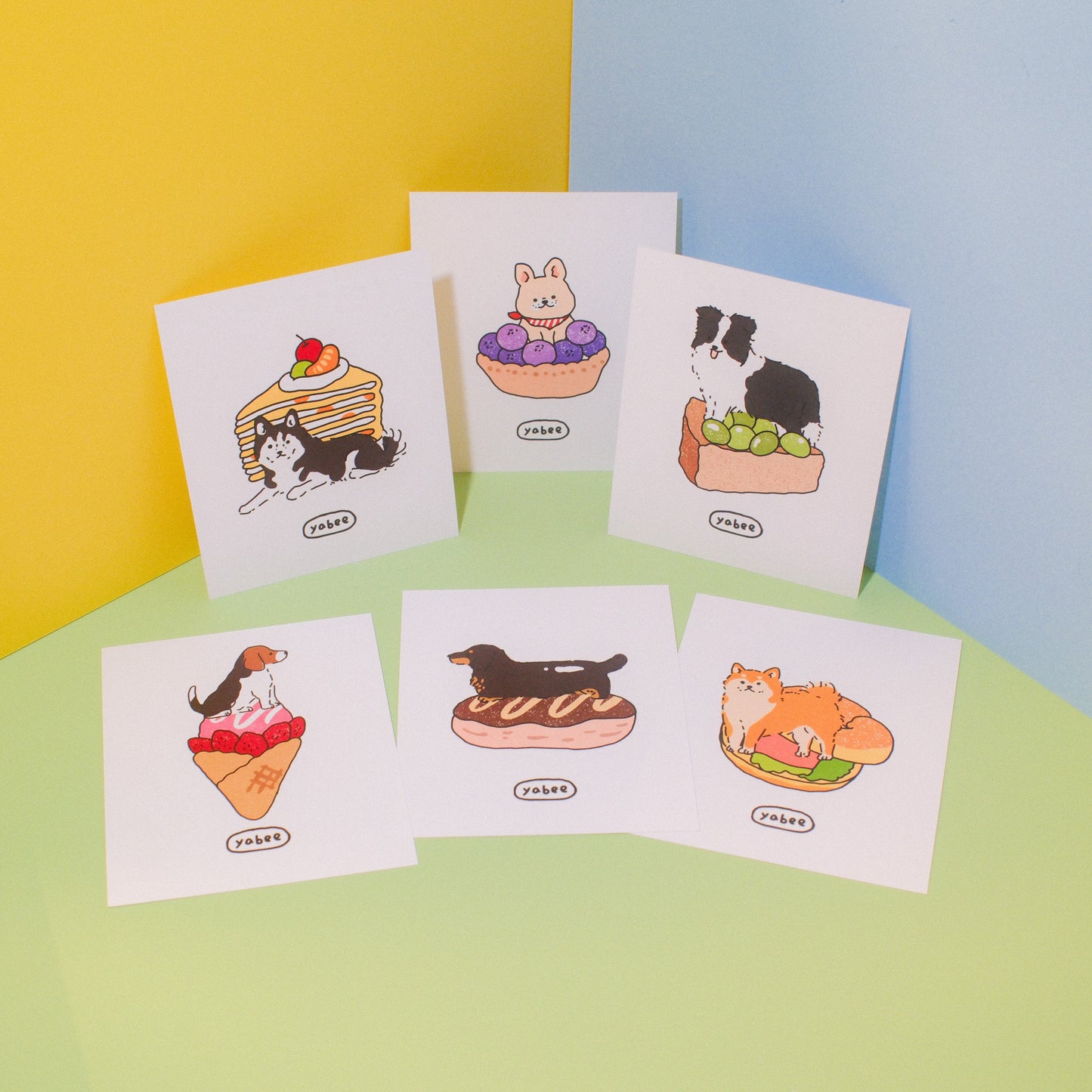 Yabee Happy Zoo Dog Dessert Mini Postcard | Double-Sided Journaling Cards (6 Designs)