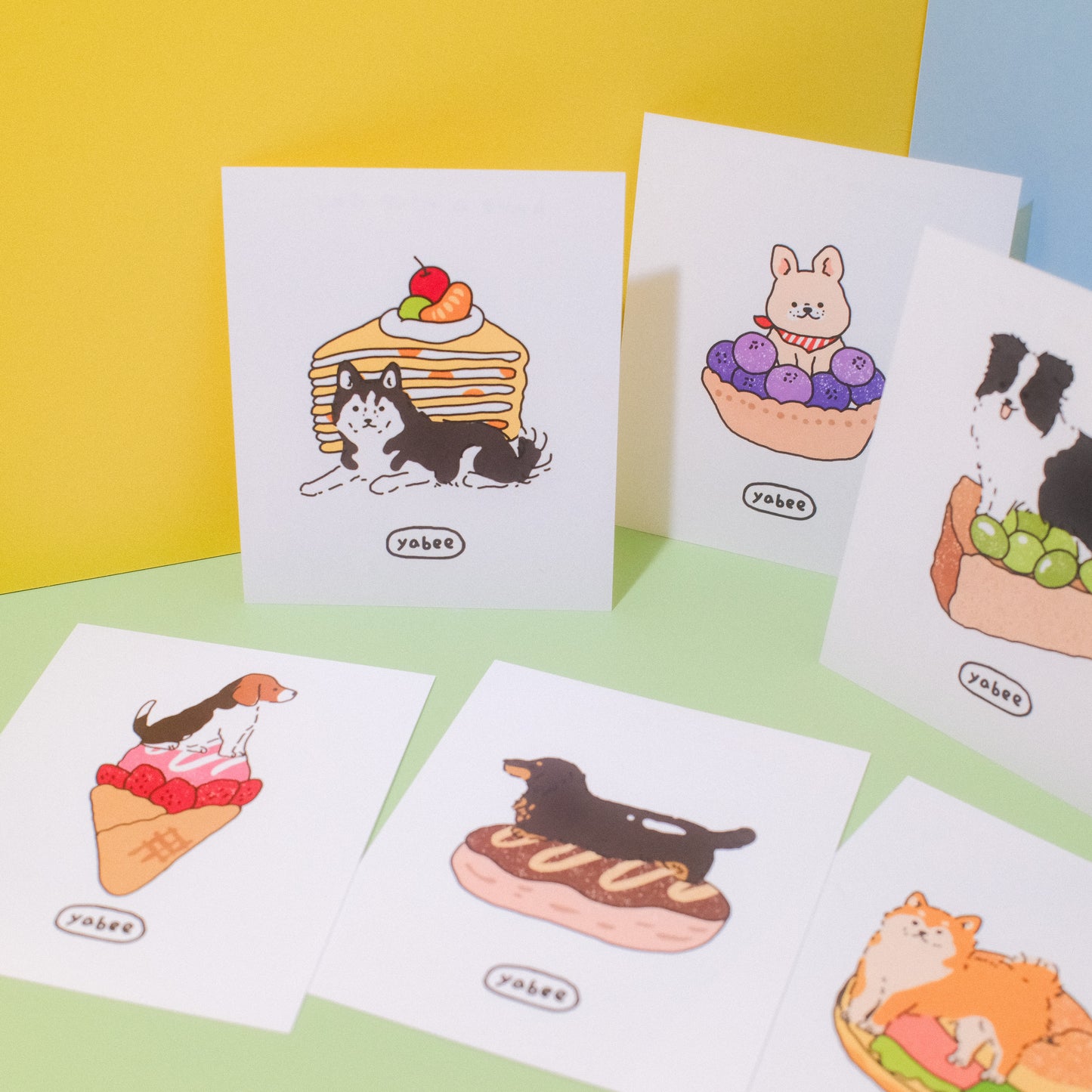 Yabee Happy Zoo Dog Dessert Mini Postcard | Double-Sided Journaling Cards (6 Designs)