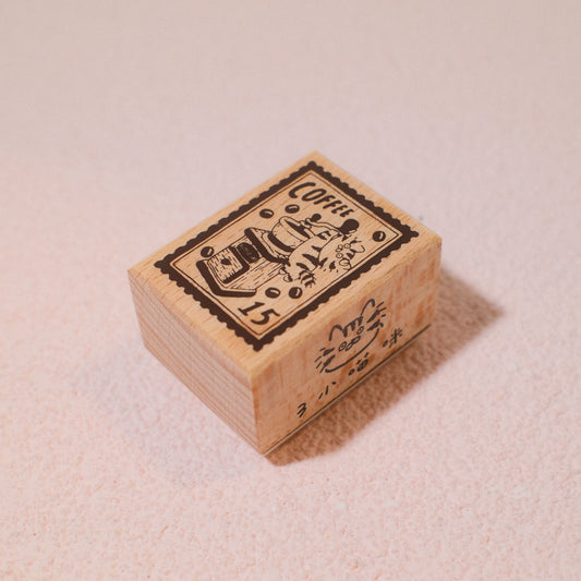 Meow Cat Coffee Stamp – Beech Wood Rubber Roll Stamp