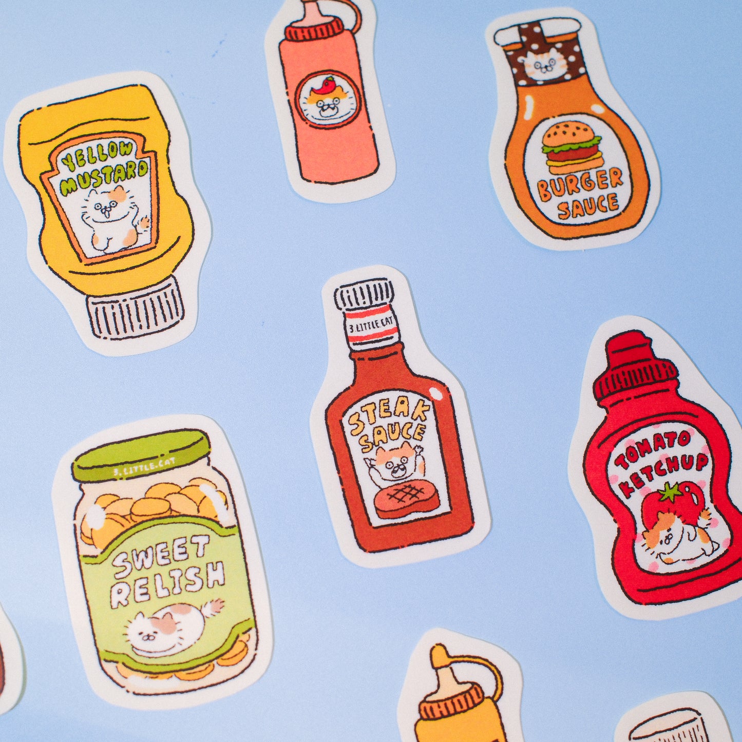3 Little Cats Retro Diner Sticker Pack | Vintage-Style Matte Stickers (3 Designs)