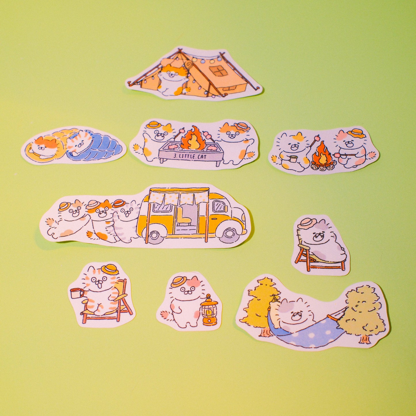3 Little Cats Outdoor Sticker Pack | Hiking & Camping Cats Matte Stickers (2 Designs)