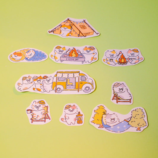 3 Little Cats Outdoor Sticker Pack | Hiking & Camping Cats Matte Stickers (2 Designs)
