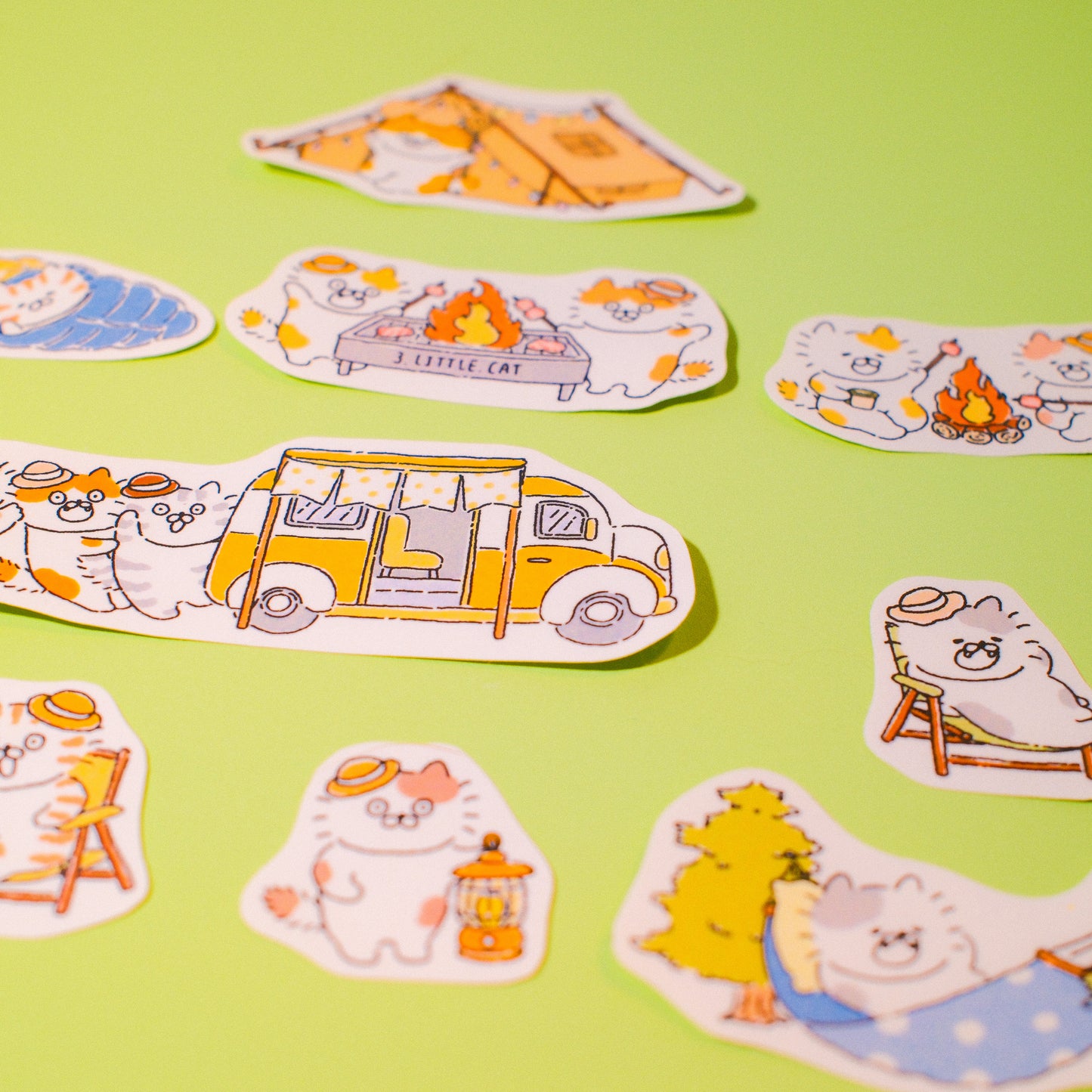 3 Little Cats Outdoor Sticker Pack | Hiking & Camping Cats Matte Stickers (2 Designs)