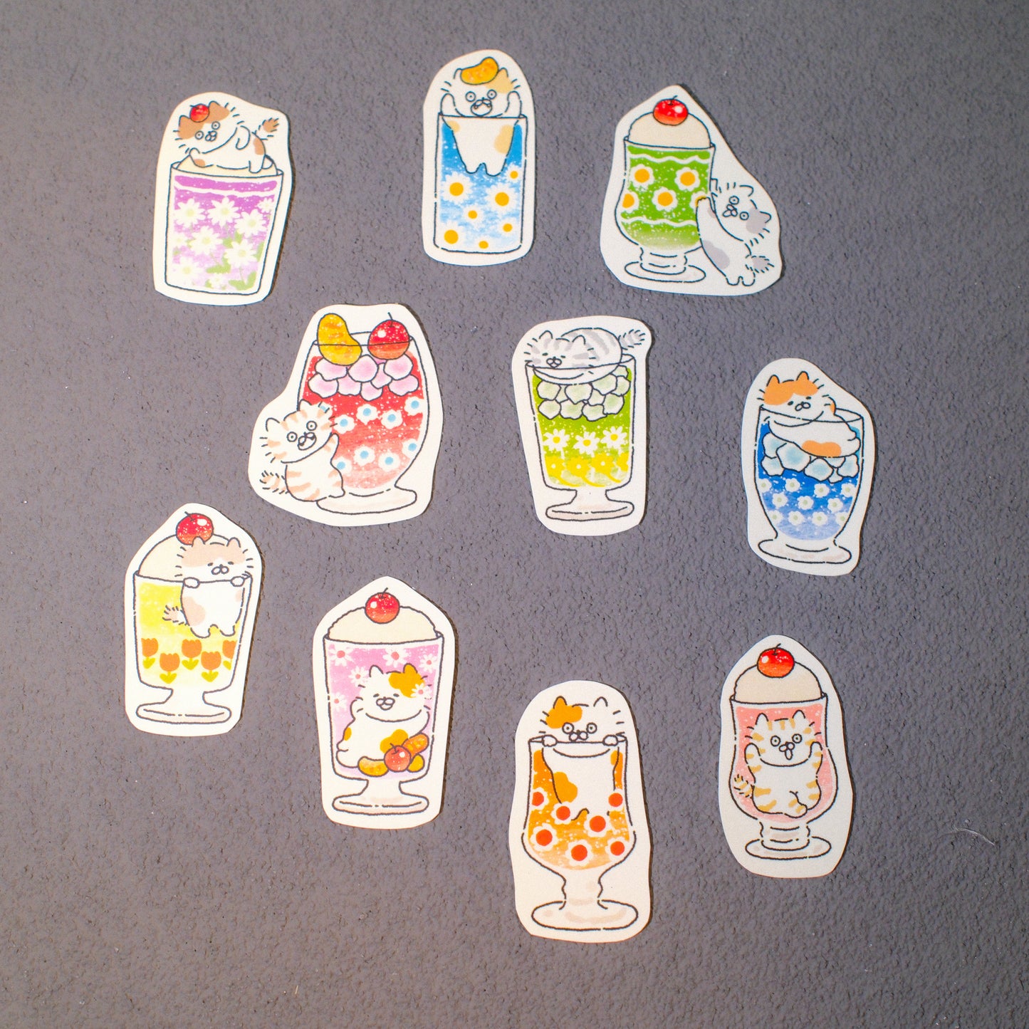3 Little Cats Retro Diner Sticker Pack | Vintage-Style Matte Stickers (3 Designs)