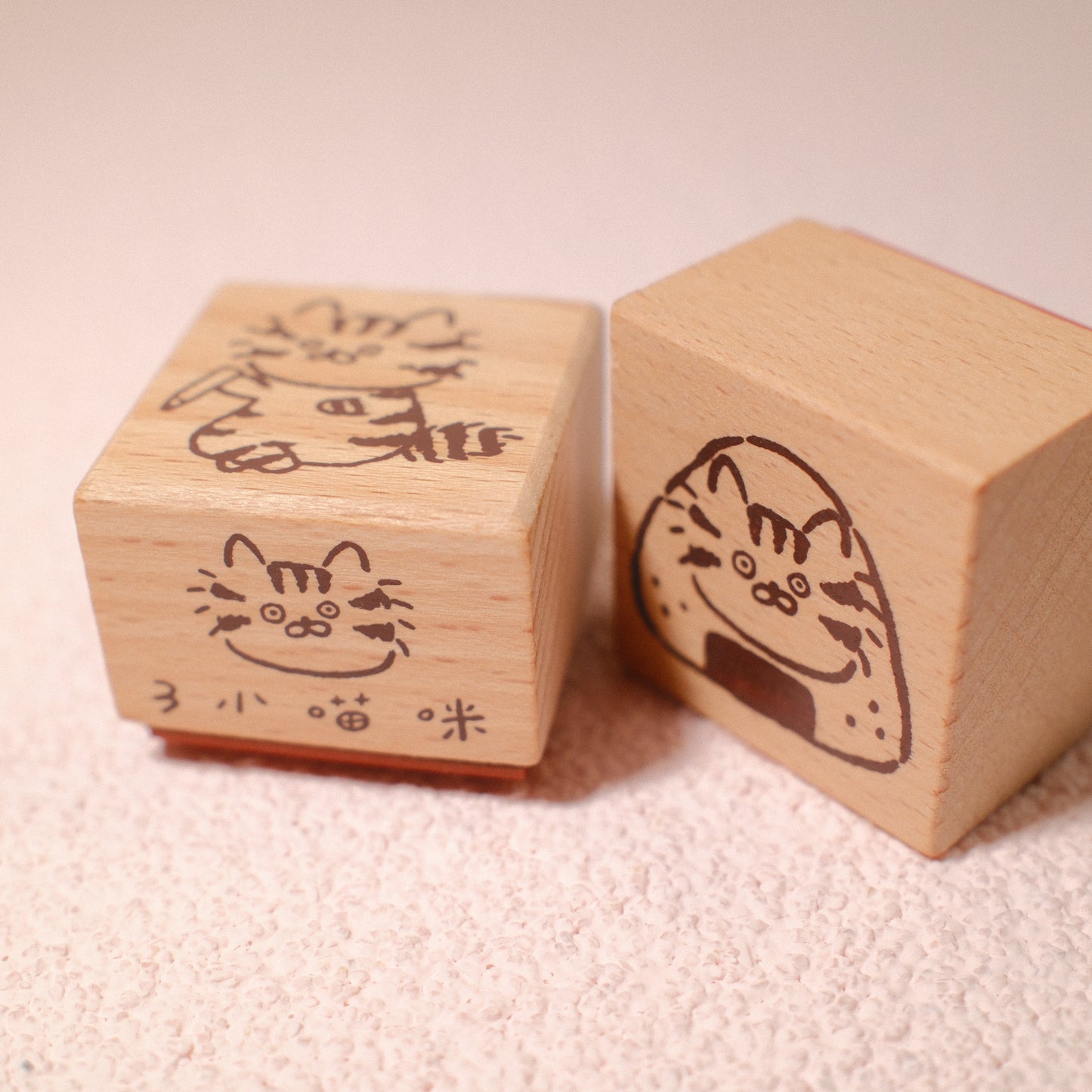 Meow Cat Rice Ball & Notes Stamp Set – Beech Wood Rubber Stamps