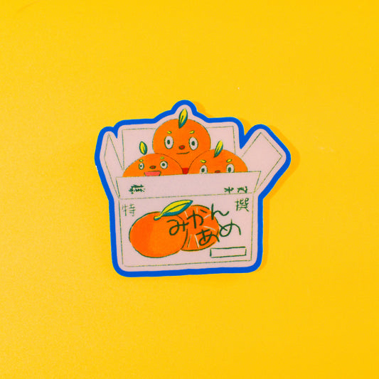 Happy Orange Crate Sticker – Cute Clear Vinyl Fruit Design
