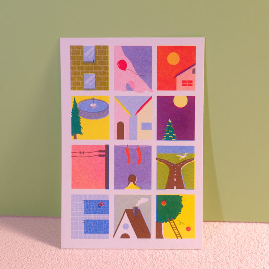 Stencil-Style Happy New Year Postcard – Hidden Message Design, 4 x 6 in