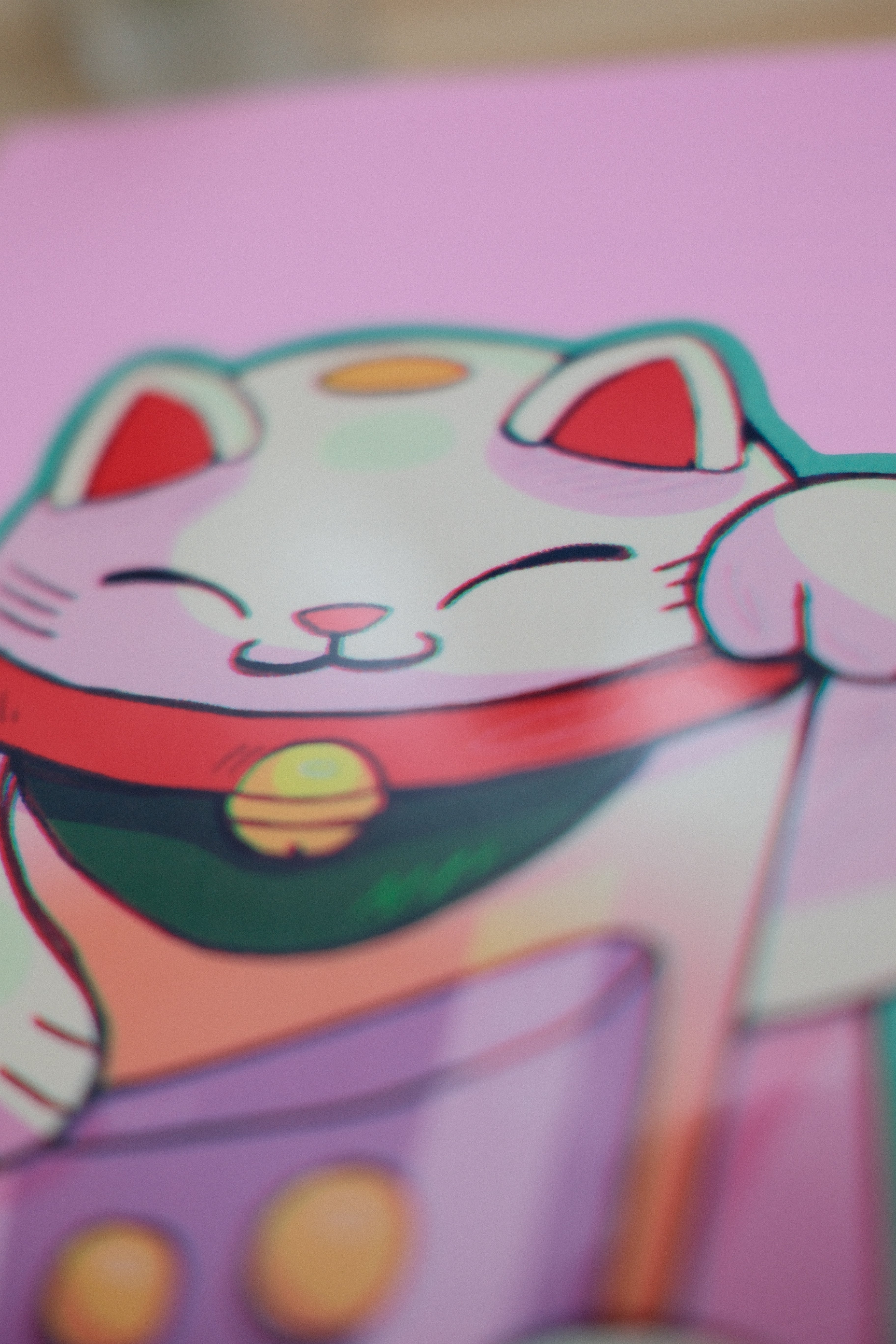 Lucky Cat Maneki-Neko Vinyl Sticker – 3.7 × 3.9 in (9.5 × 10 cm)