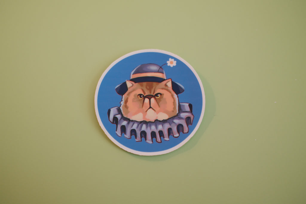 Clown Cat Sticker – Circus-Inspired Cat Illustration, 2.95 in (7.5 cm)