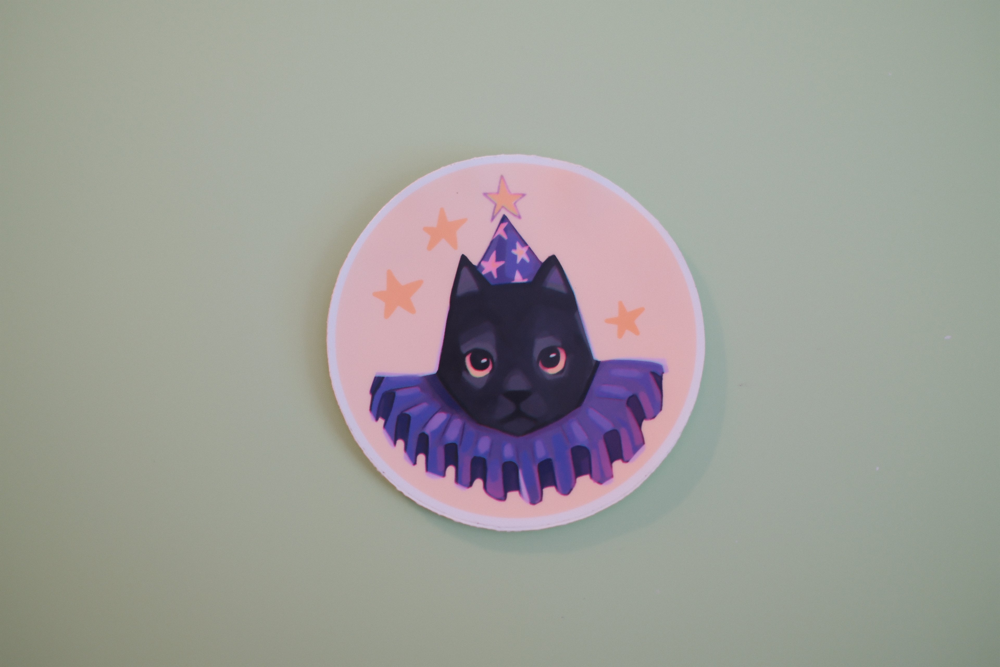 Clown Cat Sticker – Circus-Inspired Cat Illustration, 2.95 in (7.5 cm)