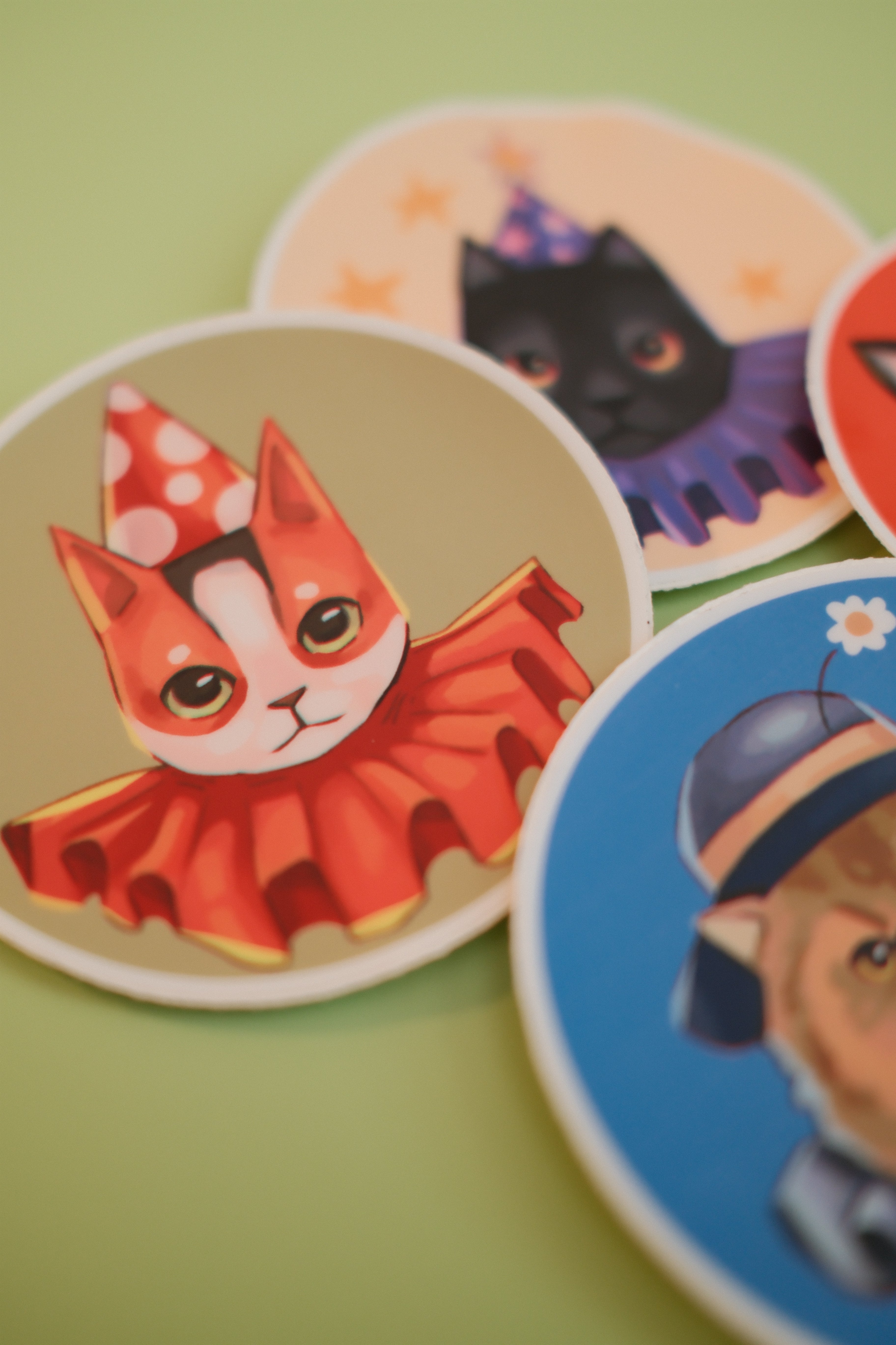 Clown Cat Sticker – Circus-Inspired Cat Illustration, 2.95 in (7.5 cm)