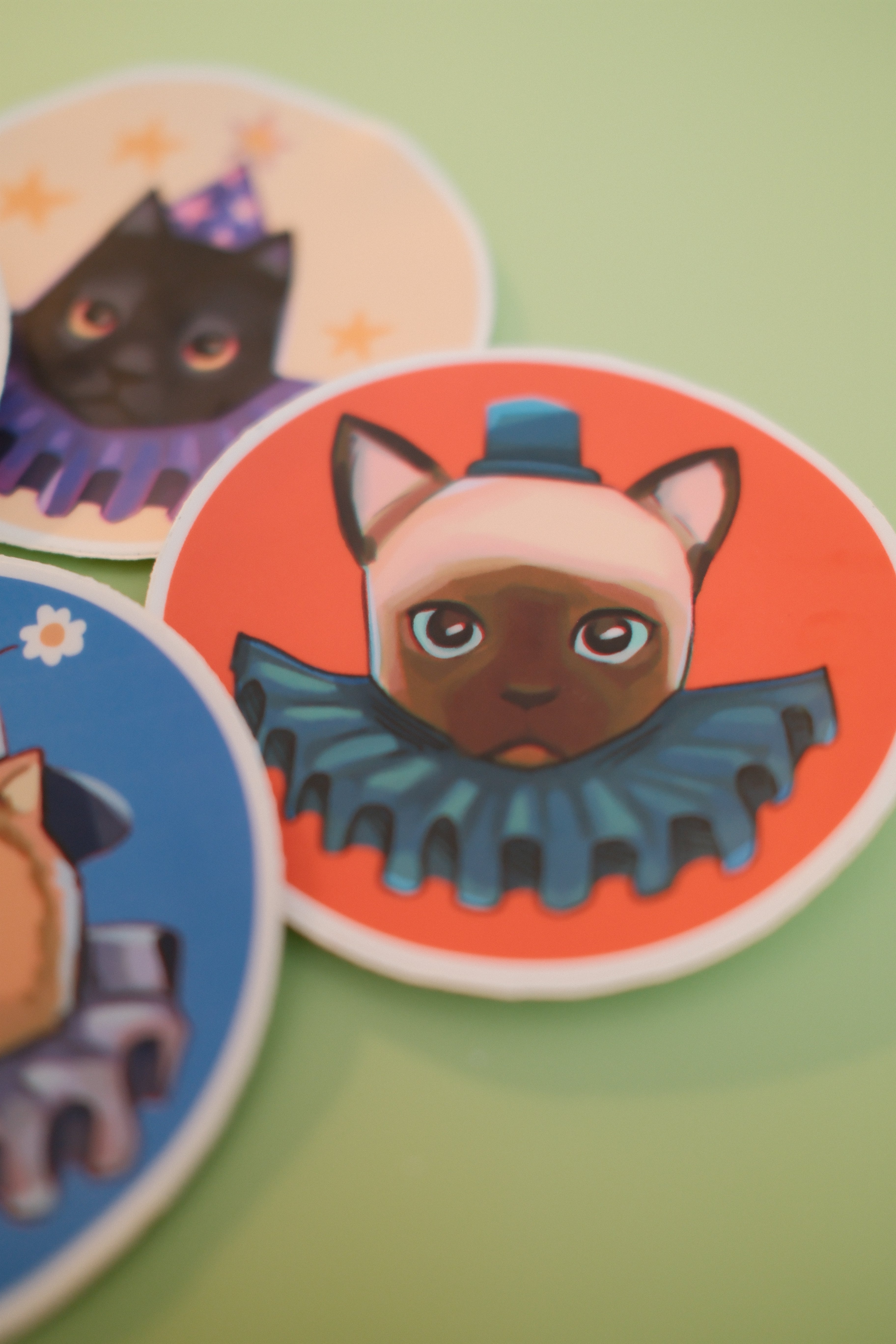 Clown Cat Sticker – Circus-Inspired Cat Illustration, 2.95 in (7.5 cm)