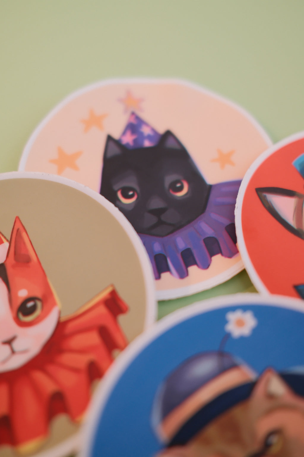Clown Cat Sticker – Circus-Inspired Cat Illustration, 2.95 in (7.5 cm)