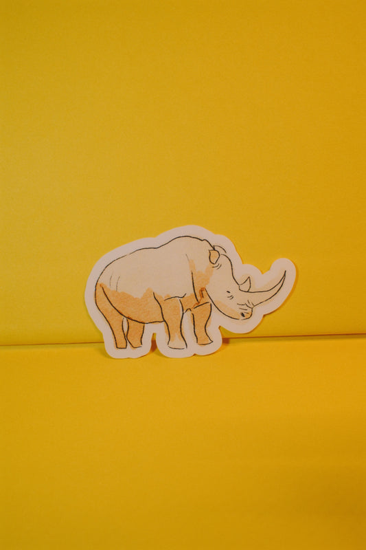 Clear Waterproof Rhino Sticker – 3x1.5" Vinyl Wildlife Decal