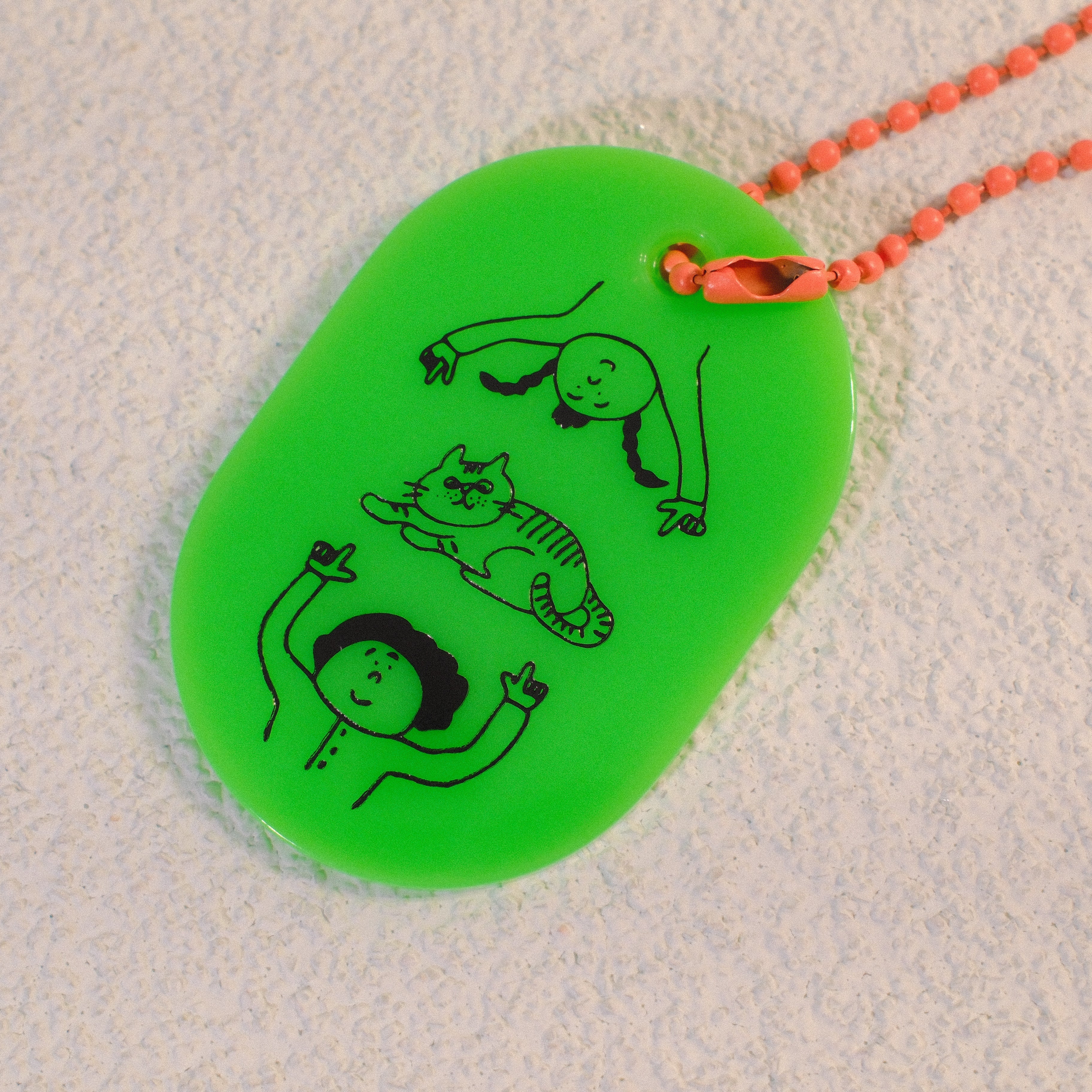 Cat Key Ring – Finger Pointing or Long Cat Beehive Design with Chain