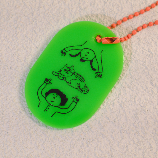 Cat Key Ring – Finger Pointing or Long Cat Beehive Design with Chain