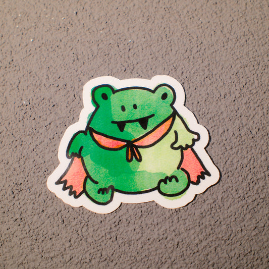 Vampire Frog Clear Waterproof Sticker | 2” Spooky Cute Vinyl Decal