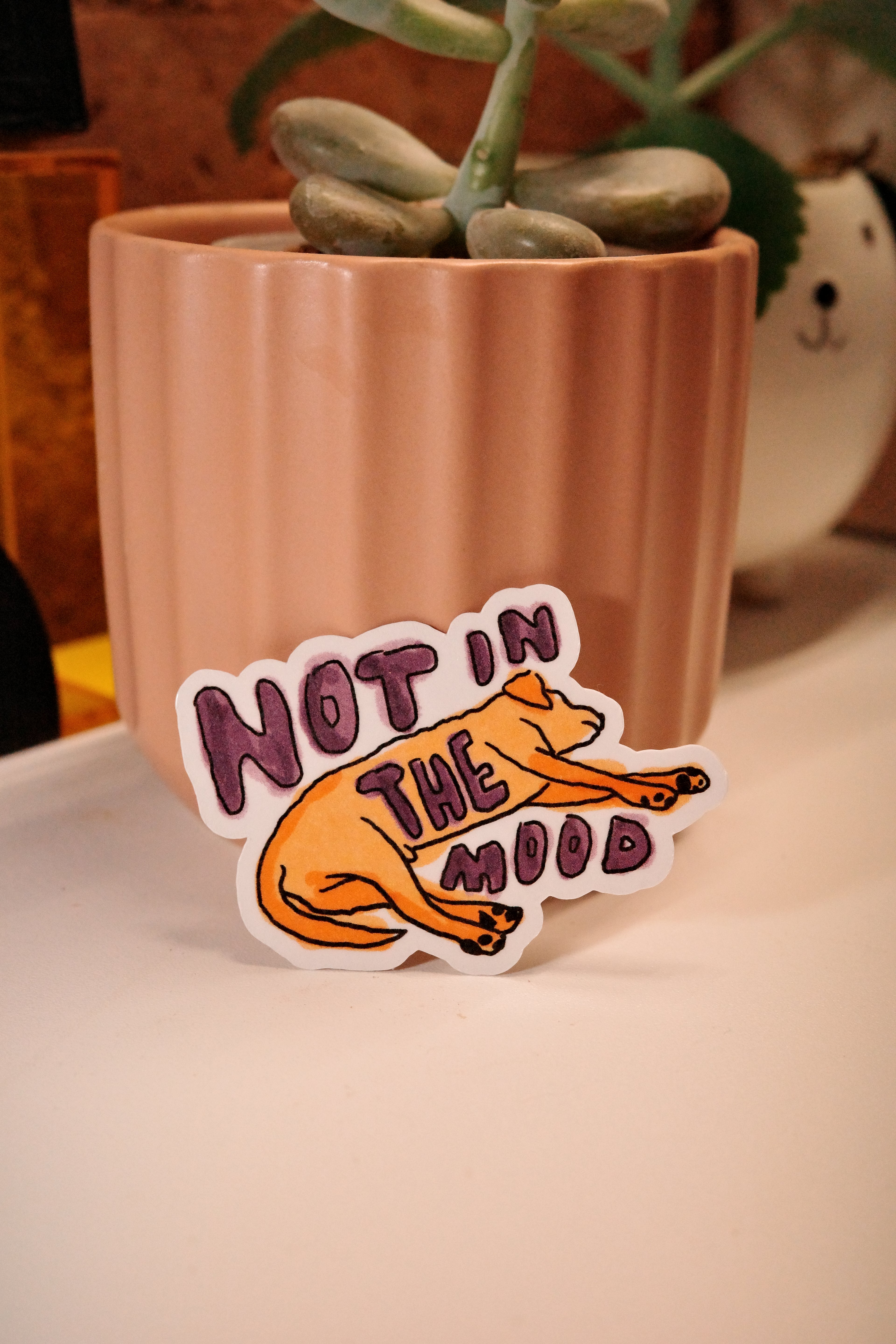 Not in the Mood Dog Sticker – Cute Lazy Dog Paper Sticker