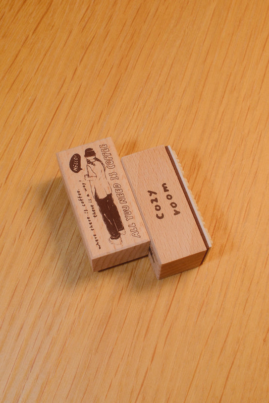 Cozy Room Coffee Shop Girl Stamp Series | Beech Wooden Rubber Stamps