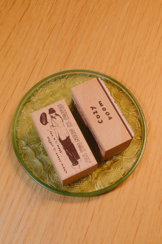 Cozy Room Coffee Shop Girl Stamp Series | Beech Wooden Rubber Stamps