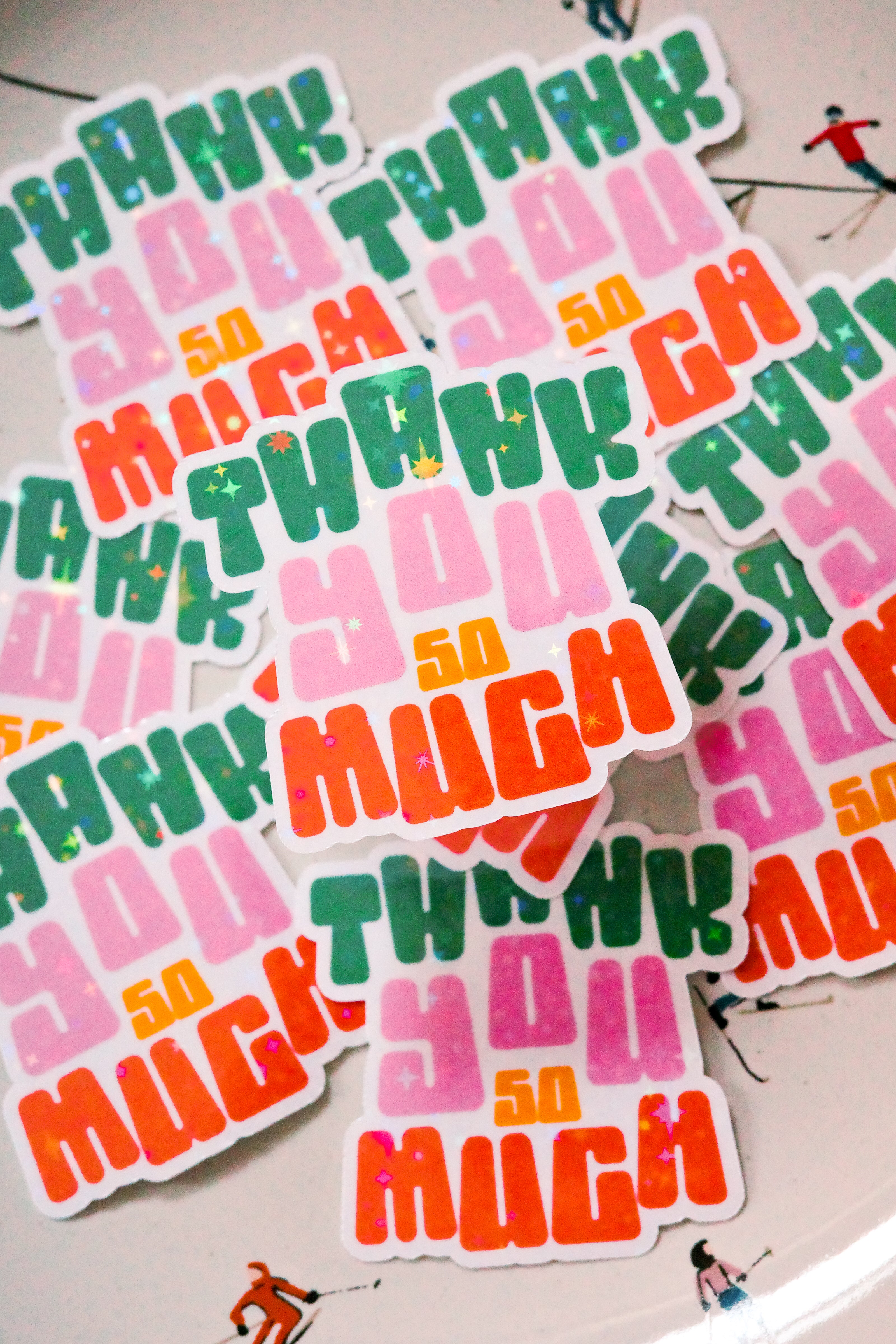 Holographic Block Letter Sticker ✦ THANK YOU SO MUCH!