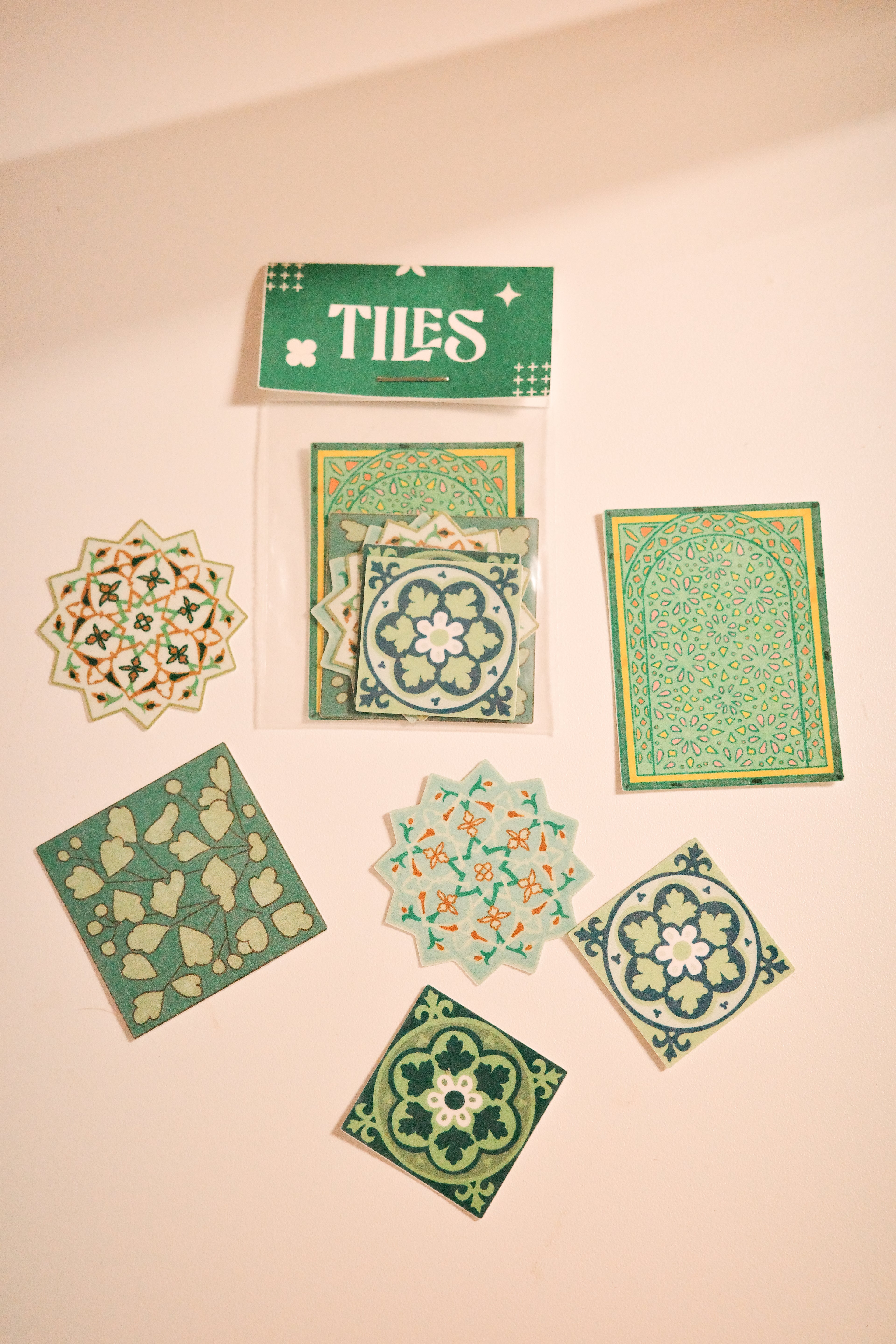 Moroccan-Inspired Tile Sticker Set ✦ Green & Teal Edition