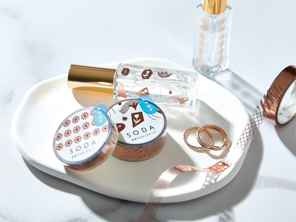 SODA transparent Masking Tape 1.2" Shaped / Rolling Cat