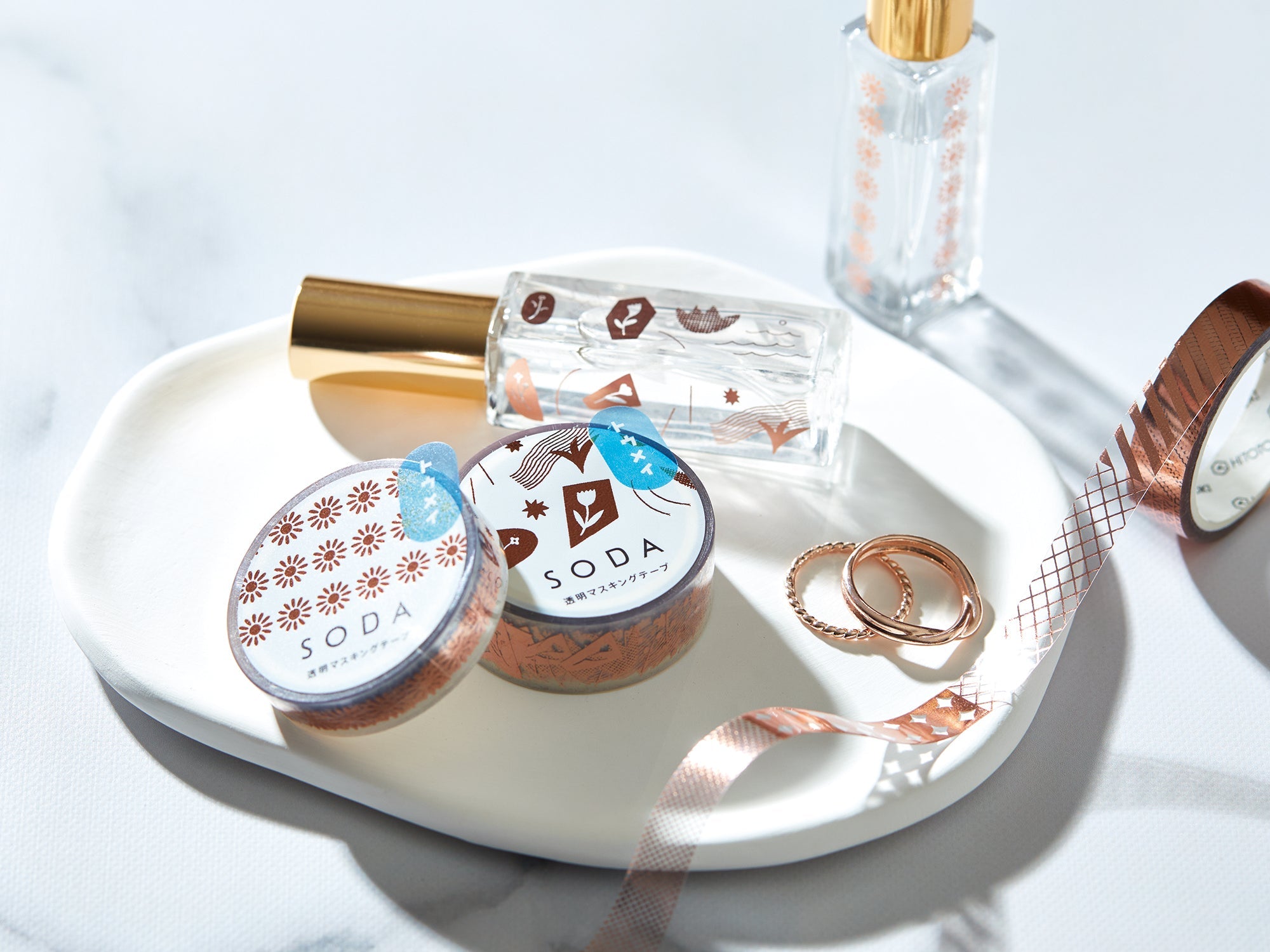 SODA transparent Masking Tape 1.2" Shaped / Rolling Cat