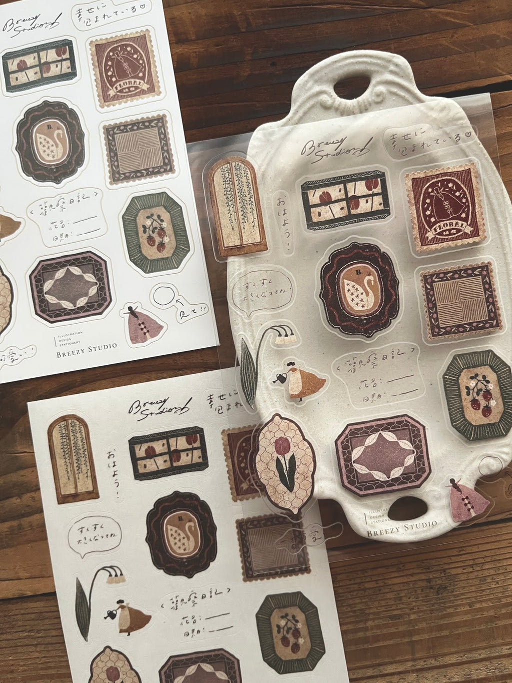 Flower Window Die-Cut Sticker Set – Washi, PET & Paper | Breeze Studio