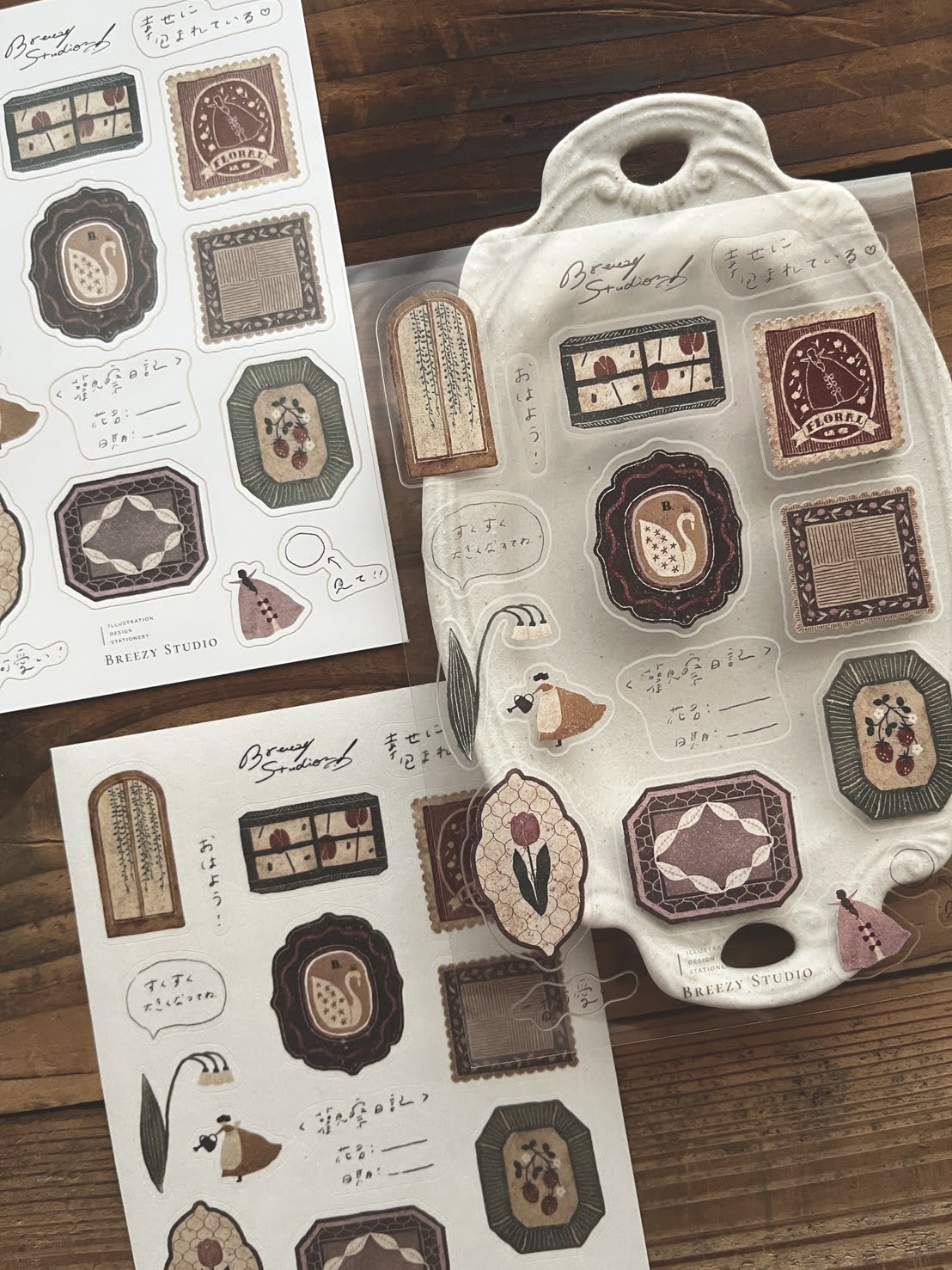 Flower Window Die-Cut Sticker Set – Washi, PET & Paper | Breeze Studio
