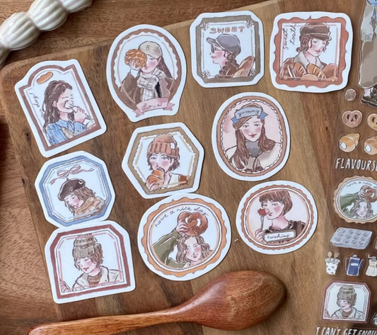Cozy Room × Baking Girl Sticker Pack | Matte Journal Stickers