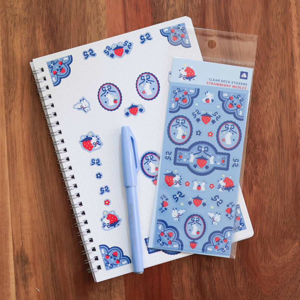 Clear Strawberry Medley Sticker Sheet – 6x3 in Decorative Stickers