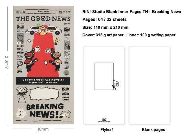 Traveler's Notebook Refill | Color Inner Pages TN Insert | RiN! Studio