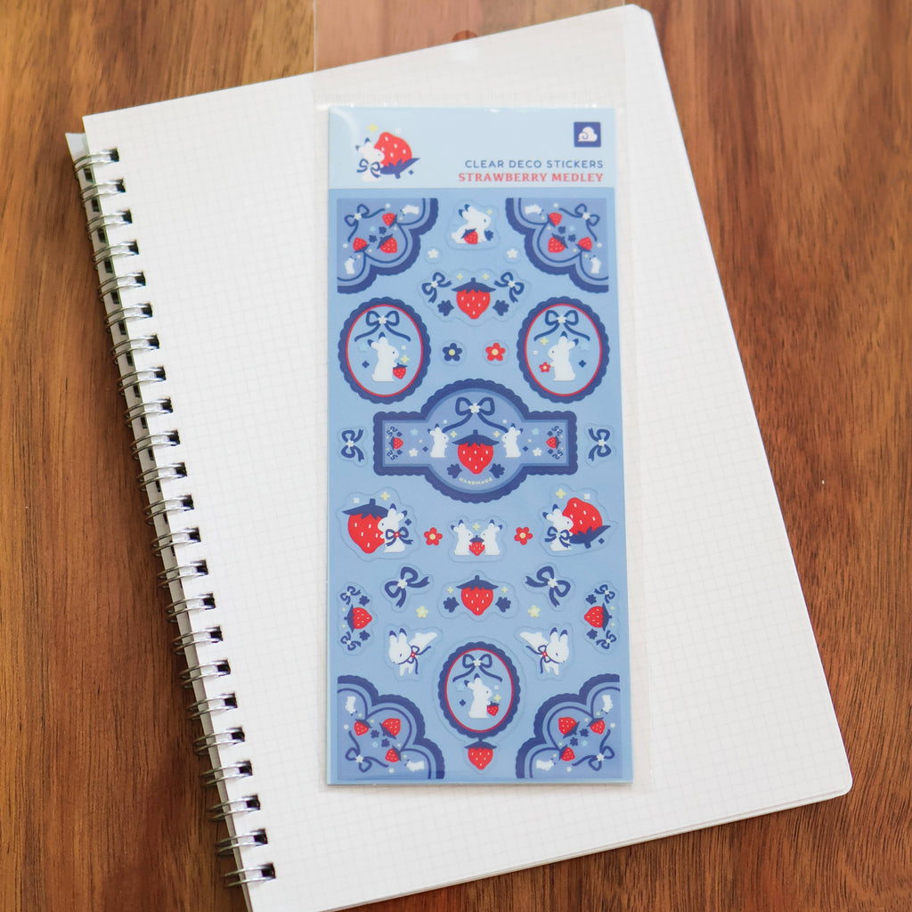 Clear Strawberry Medley Sticker Sheet – 6x3 in Decorative Stickers