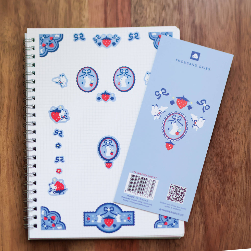 Clear Strawberry Medley Sticker Sheet – 6x3 in Decorative Stickers