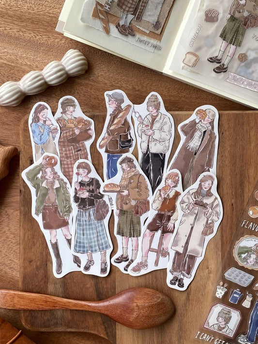 Cozy Room × Baking Girl Sticker Pack | Matte Journal Stickers