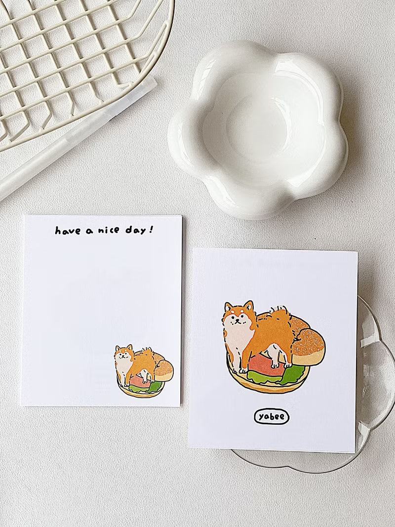 Yabee Happy Zoo Dog Dessert Mini Postcard | Double-Sided Journaling Cards (6 Designs)