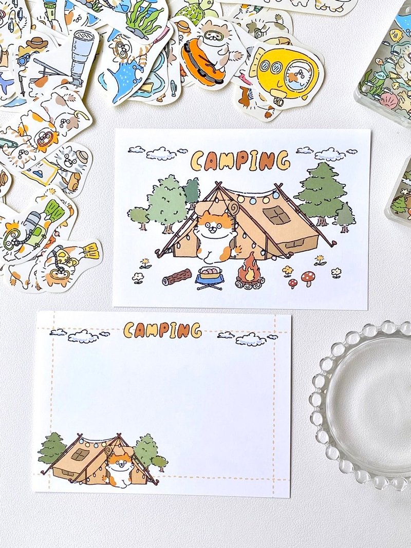 Camping & Outdoor Cat Postcard – Double-Sided 4.1x5.8in (10.5x14.8cm) Adventure Stationery