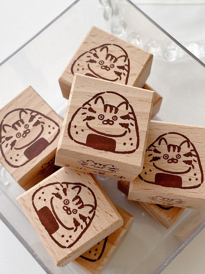 Meow Cat Rice Ball & Notes Stamp Set – Beech Wood Rubber Stamps