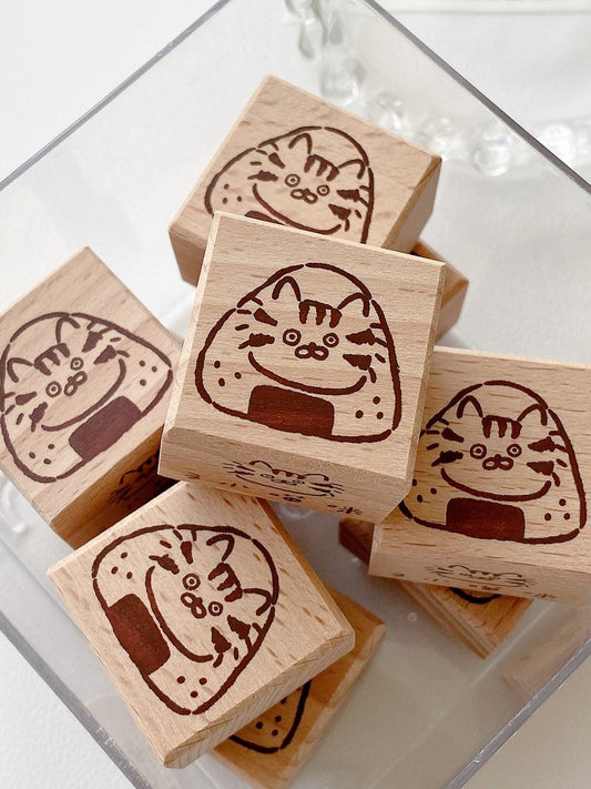 Meow Cat Rice Ball & Notes Stamp Set – Beech Wood Rubber Stamps