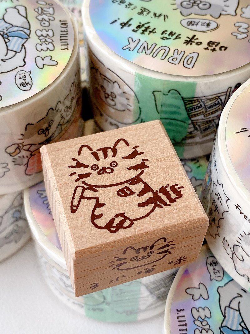 Meow Cat Rice Ball & Notes Stamp Set – Beech Wood Rubber Stamps