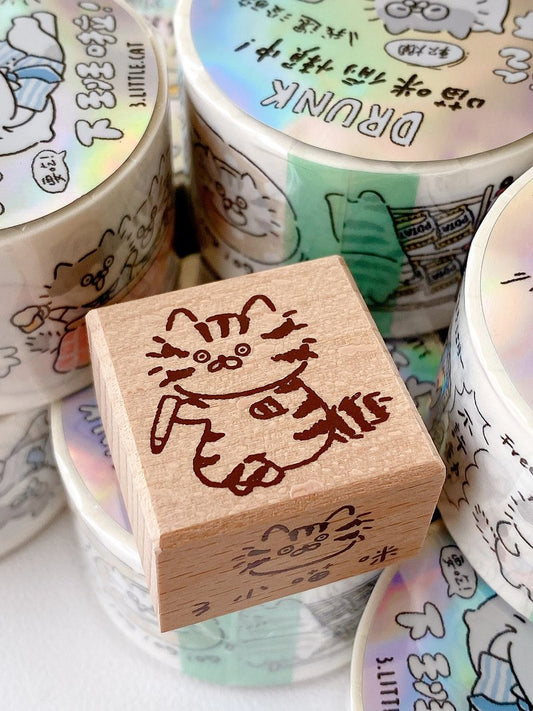 Meow Cat Rice Ball & Notes Stamp Set – Beech Wood Rubber Stamps