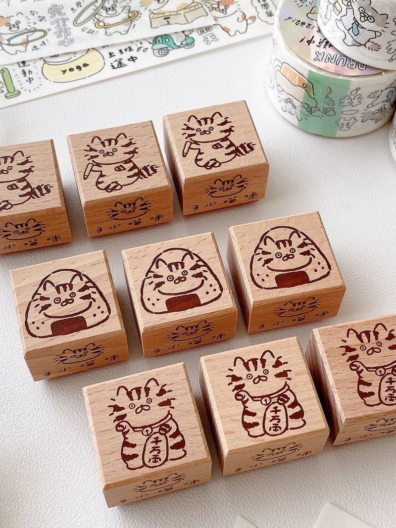 Meow Cat Rice Ball & Notes Stamp Set – Beech Wood Rubber Stamps